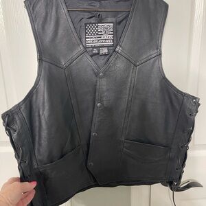 Men's Black Leather Vest
